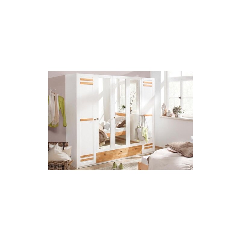 HOME AFFAIRE Kleiderschrank Bretange mit Spiegel weiß