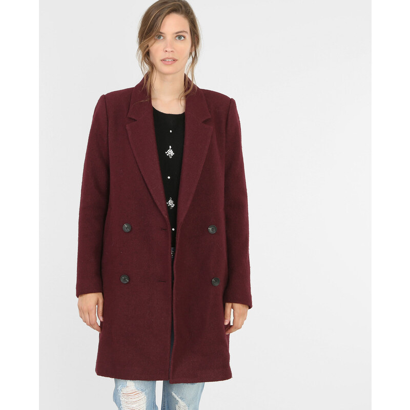 Gerader Mantel aus Wollstoff Granatrot, Größe 38 -Pimkie- Mode für Damen