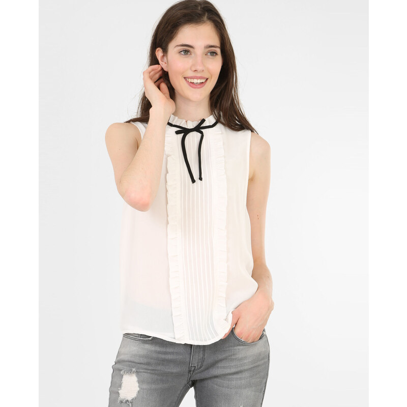 Bedruckte ärmellose Hemdbluse Altweiß, Größe 40 -Pimkie- Mode für Damen