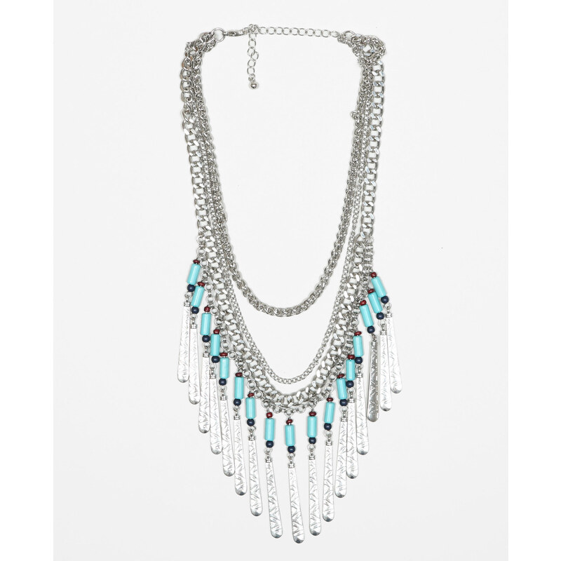Dreireihige Halskette mit Anhängern Silberig, Größe 00 -Pimkie- Mode für Damen