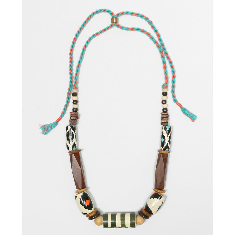 Halskette aus bemalten Holzperlen Braun, Größe 00 -Pimkie- Mode für Damen