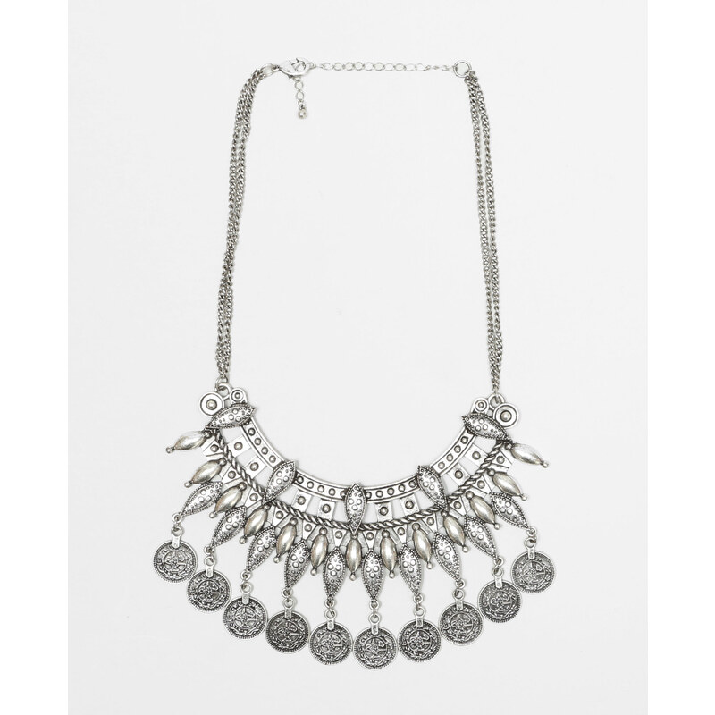 Halbmond-Halskette mit Anhängern Silberig, Größe 00 -Pimkie- Mode für Damen