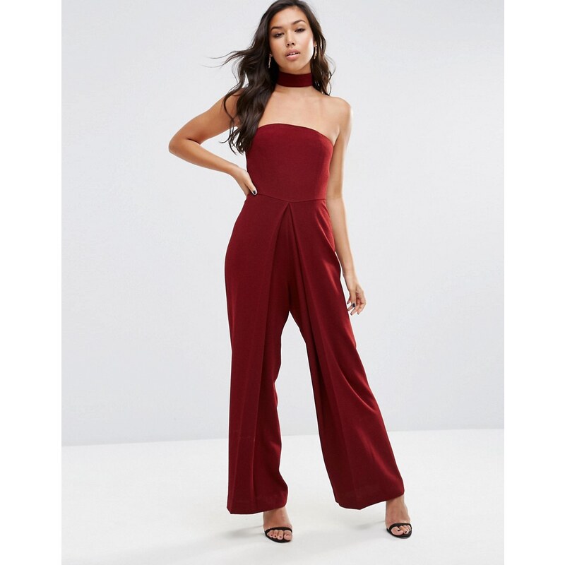 ASOS - Bandeau-Overall mit Halsriemendesign - Rot