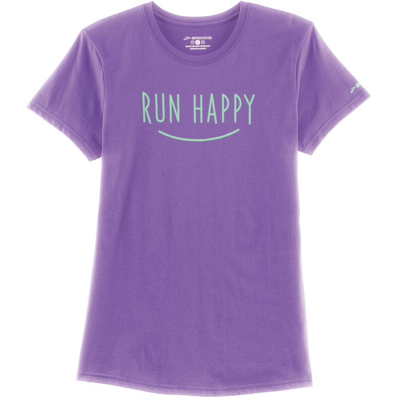 Brooks: Damen Laufshirt Run Happy Smile, lila, verfügbar in Größe 38