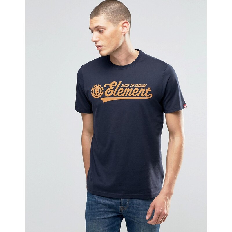 Element - Dunkelmarineblaues T-Shirt in regulärer Passform mit Signature-Logo - Marineblau