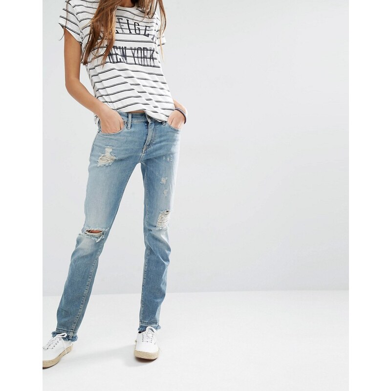 Hilfiger Denim - Naomi - Gerade geschnittene Destroyed-Jeans mit Fransensaum - Blau