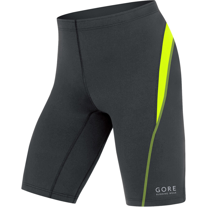 Gore Running Wear: Herren Laufhose / Lauftights Essential Tights short schwarz/neongelb, schwarz, verfügbar in Größe M,S