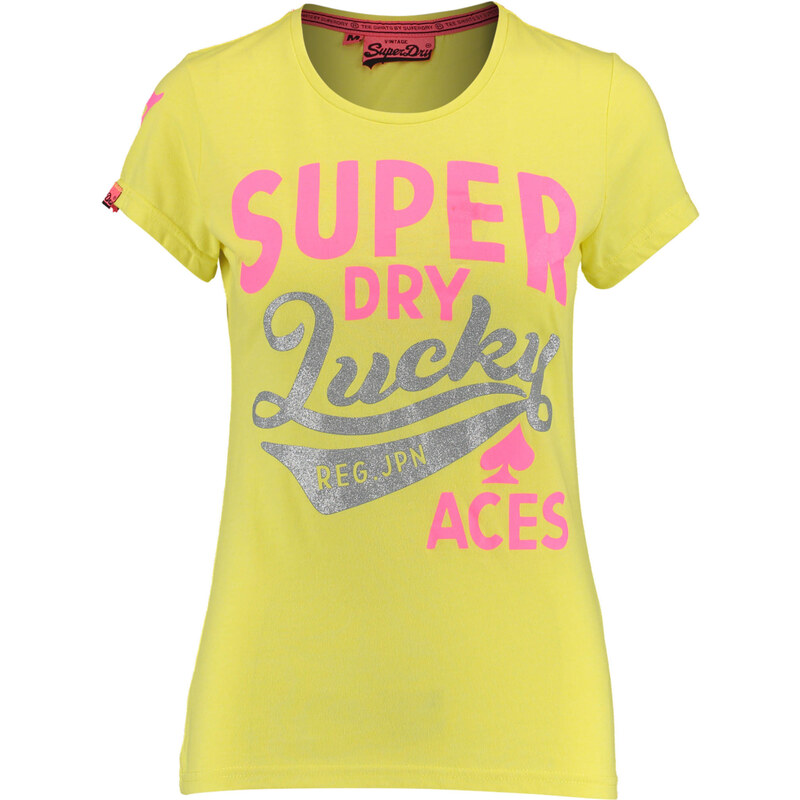 Superdry: Damen T-Shirt Lucky Aces, gelb, verfügbar in Größe S