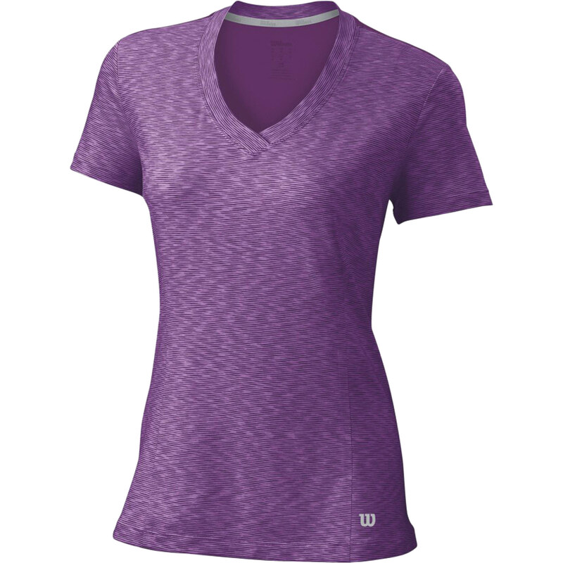 Wilson: Damen Tennisshirt Striated Cap Sleeve Shirt, pflaume, verfügbar in Größe XS
