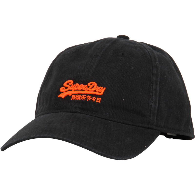 Superdry: Herren Schildmütze/Snapback Cap Chino Twill Orange Label Cap, schwarz