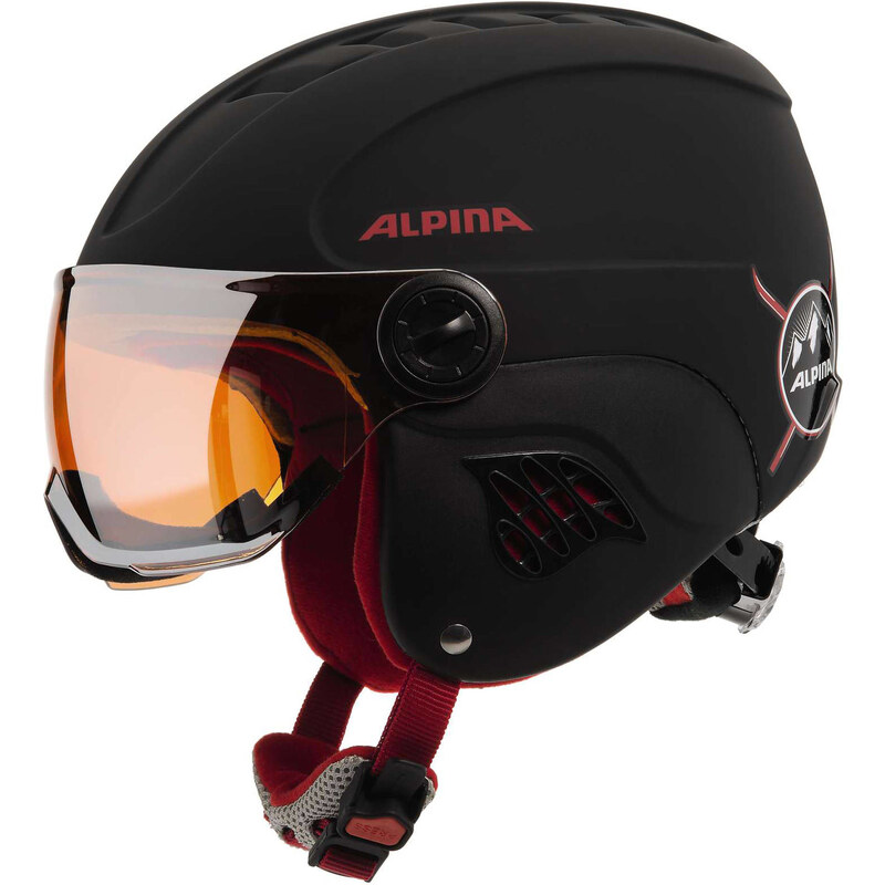 Alpina: Ski- und Snowboardhelm Carat LE Visor HM Jun., schwarz/rot, verfügbar in Größe 48-52