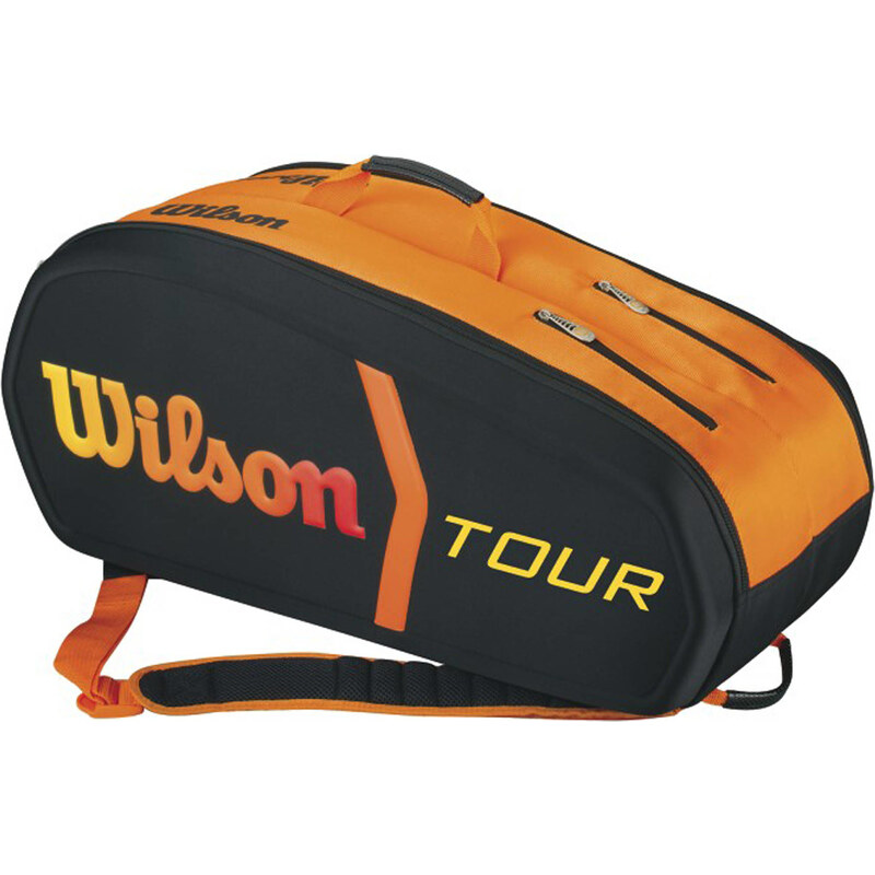 Wilson: Unisex Tennisschläger-Tasche Burn 9, schwarz/orange, verfügbar in Größe ONESIZE