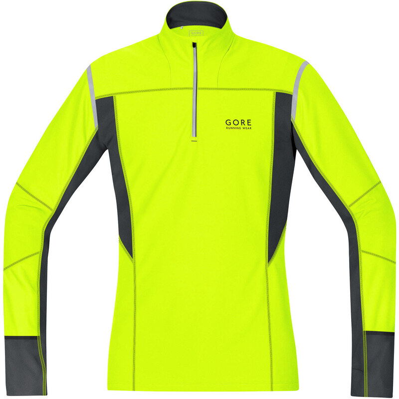 Gore Running Wear: Herren Langarm Laufshirt Mythos 2.0 Thermo Shirt neongelb/schwarz, gelb, verfügbar in Größe XL