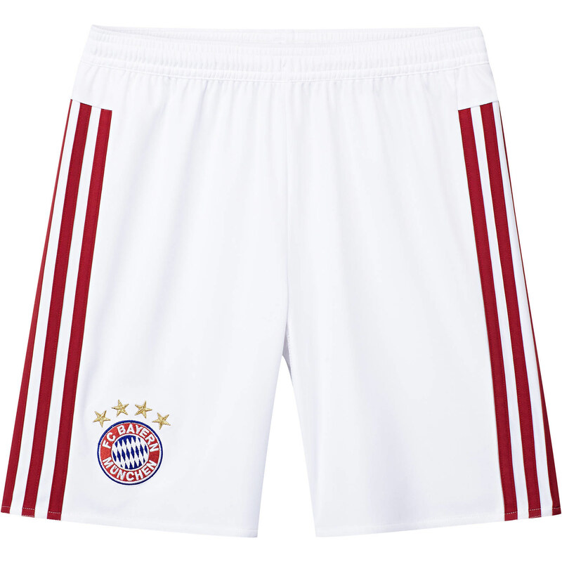 adidas Performance: Kinder Fußballshorts FC Bayern München Short Away Saison 2015/16, weiss / rot, verfügbar in Größe 164,176,140,152