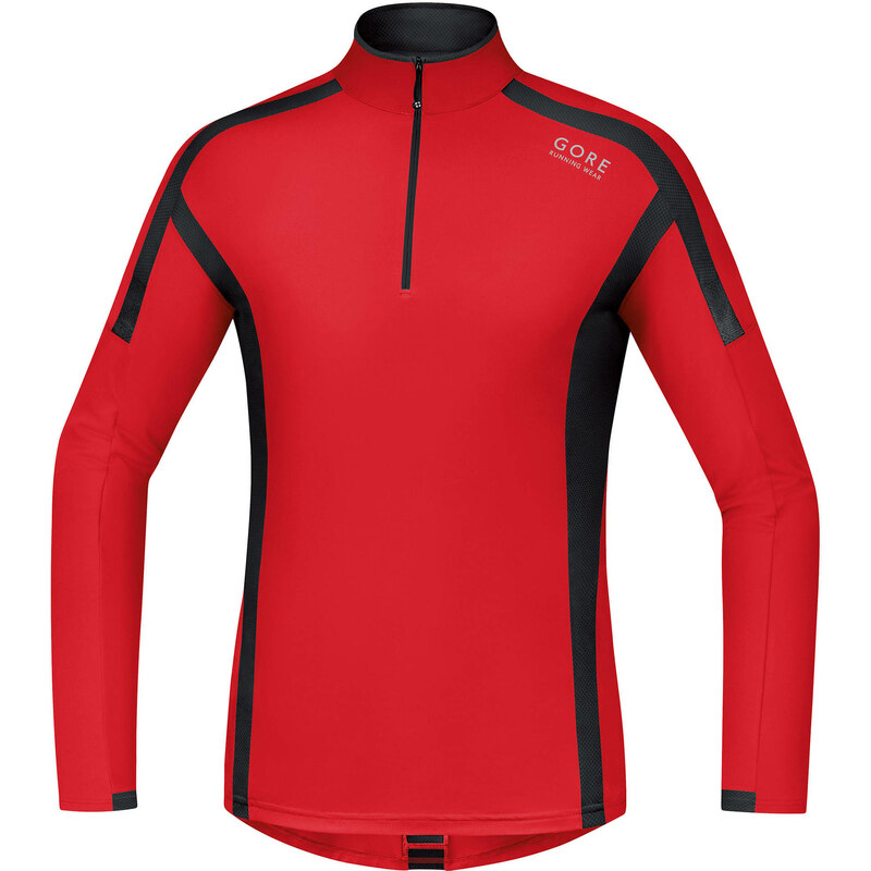 Gore Running Wear: Herren Langarm Laufshirt Air Zip Long, rot, verfügbar in Größe XL