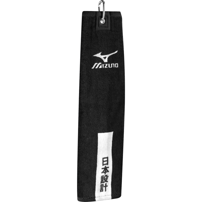 Mizuno: Golf Handtuch Tri Fold clip, schwarz