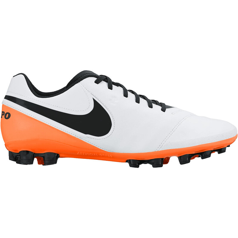 Nike Herren Fußballschuhe Kunstrasen Tiempo Genio II Leather AG-R, weiss / orange, verfügbar in Größe 42.5EU