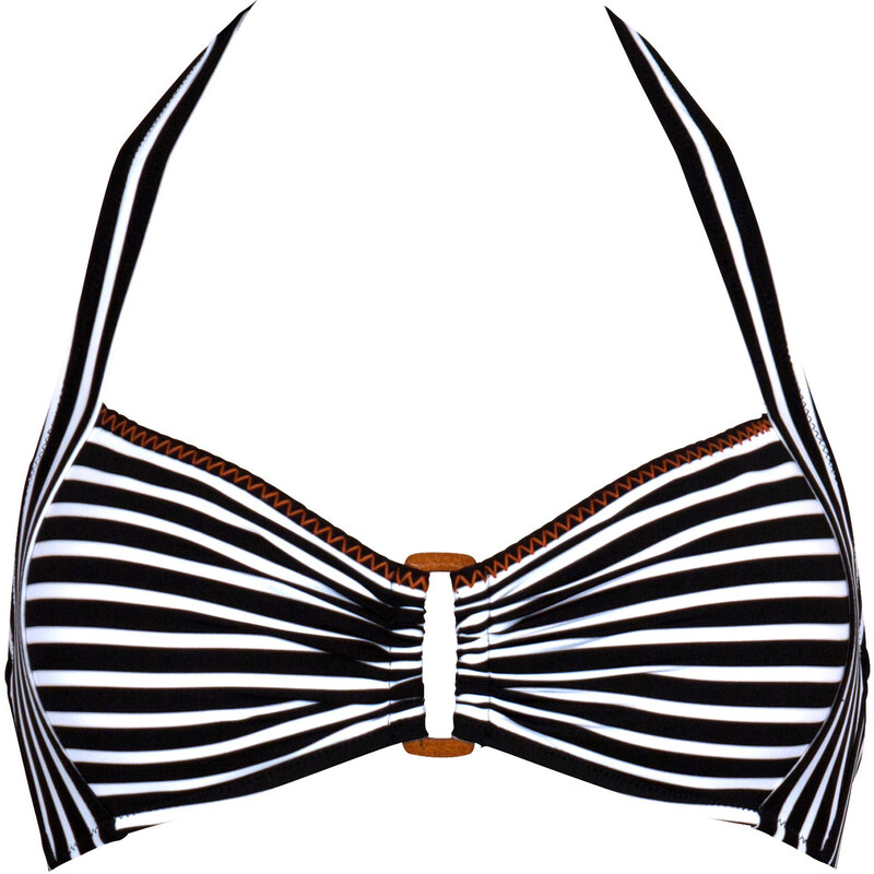 Watercult: Damen Bikini Oberteil Breton Neckholder Bikini-Top, schwarz / weiss, verfügbar in Größe 38C