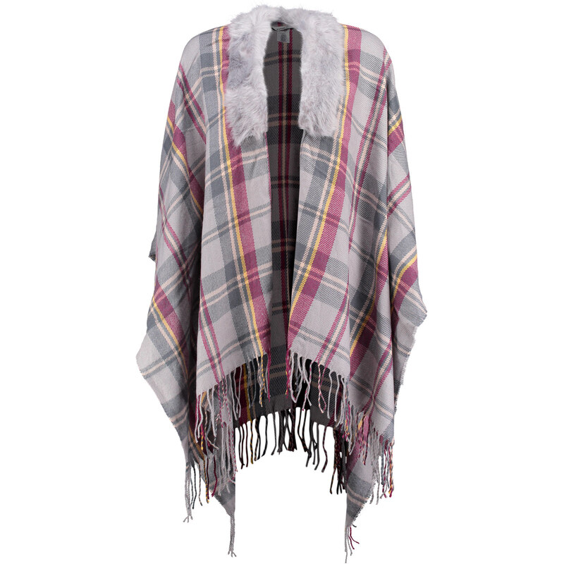 Only Damen Poncho Audrey Weaved Check