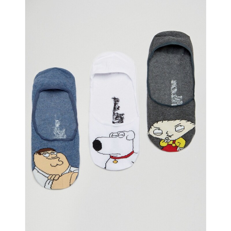 ASOS - Transparente Socken mit Family Guy-Design, 3er Pack - Mehrfarbig