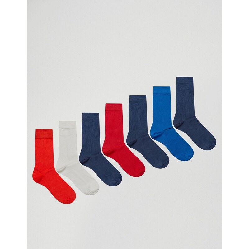 ASOS - Socken in leuchtenden Farben im 7er-Set - Mehrfarbig