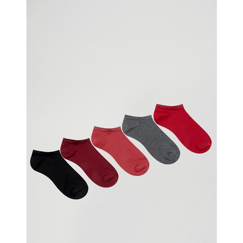 ASOS - Sneaker-Socken in Pflaume, 5er-Set - Mehrfarbig