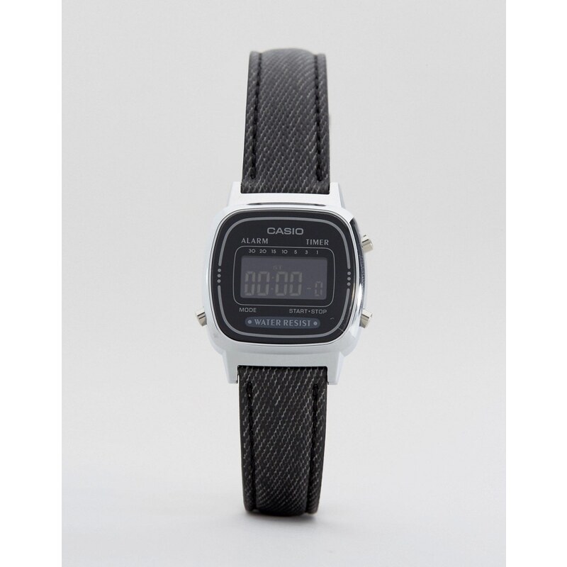 Casio - Schwarze Uhr mit Lederarmband, LA670WEL-1BEF - Schwarz