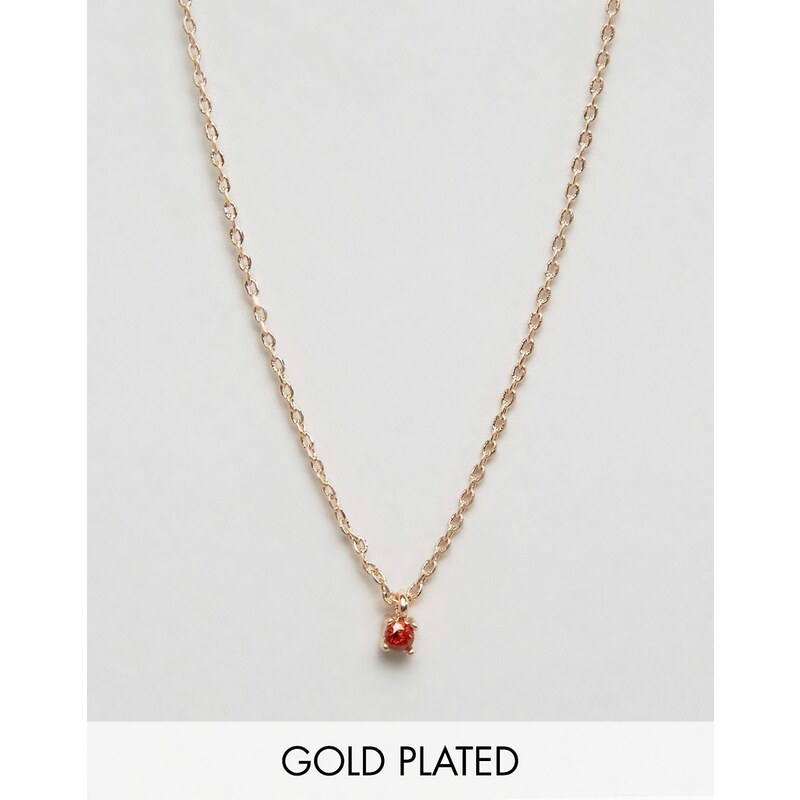 Nylon - Vergoldete Halskette mit kleinem Schmuckstein-Anhänger - Gold