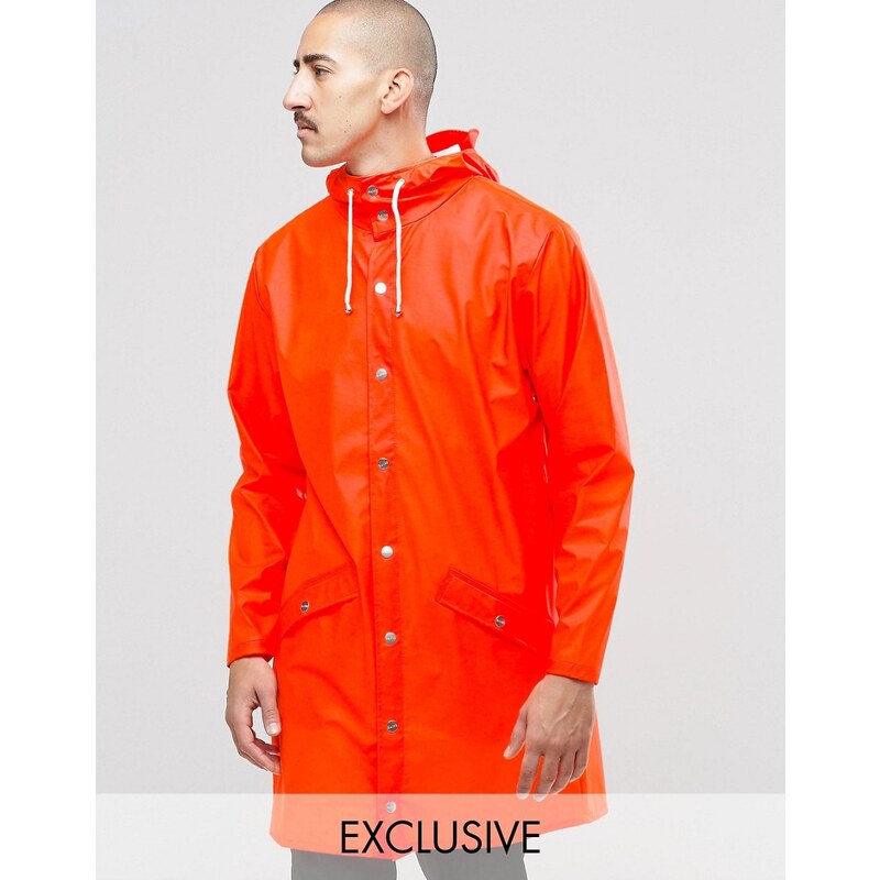Rains - Wasserfeste, lange Jacke in Orange - Orange