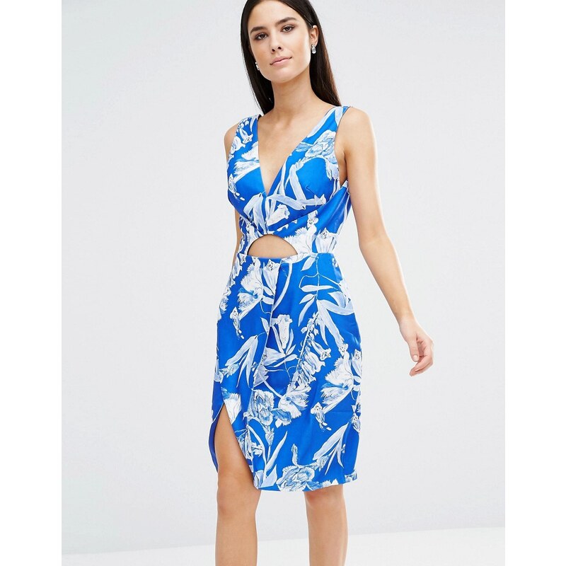 Stylestalker Jasmine - Kleid mit V-Ausschnitt in Blau - Blau