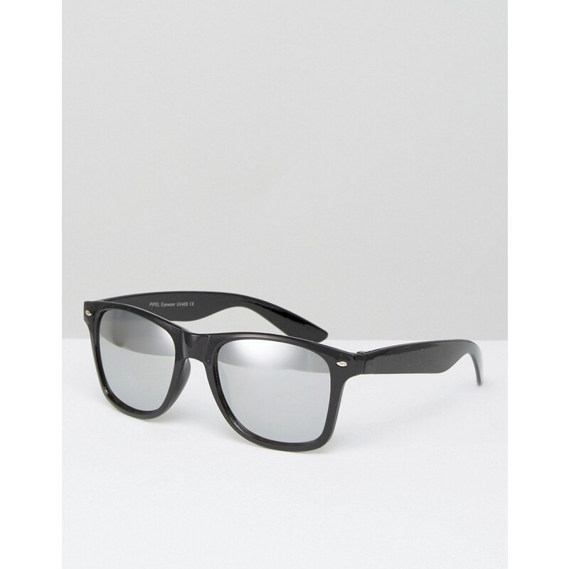 7X - Sonnenbrille mit D-förmigem Rahmen - Schwarz
