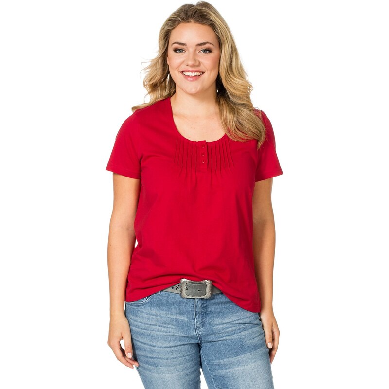 Große Größen: sheego Casual T-Shirt mit Biesen, rot, Gr.40/42-52/54