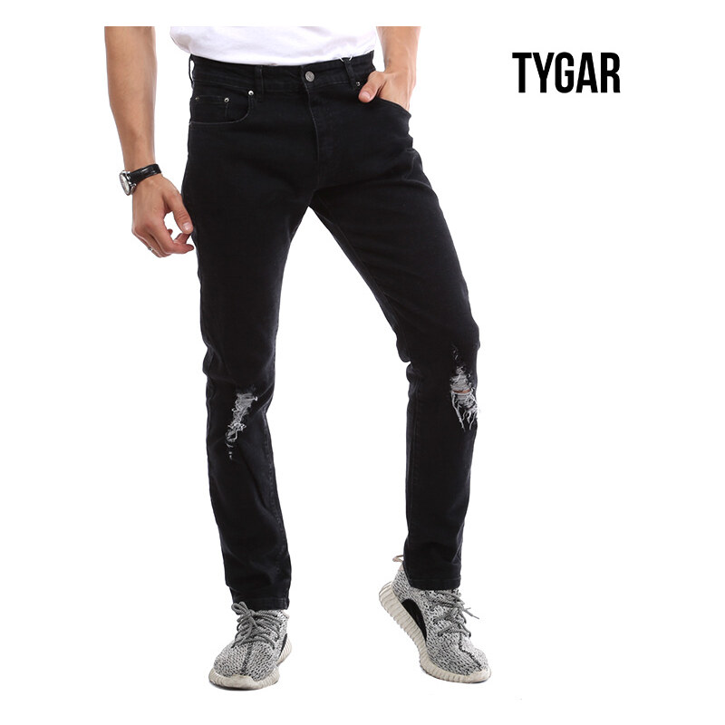 Tygar Slim Fit-Jeans mit Destroyed-Details am Knie - W30-L32