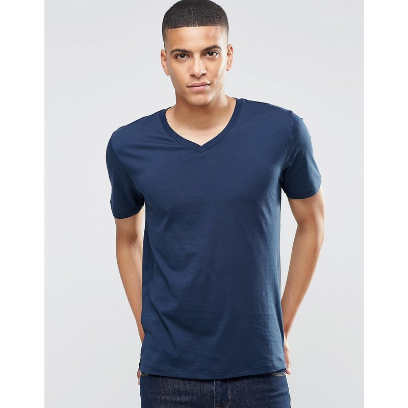 Reiss - T-Shirt mit V-Ausschnitt - Marineblau