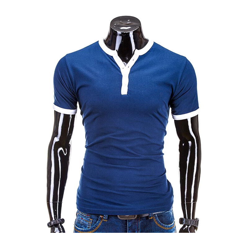 Lesara Slim Fit-T-Shirt im Henley-Design - Dunkelblau - XXL