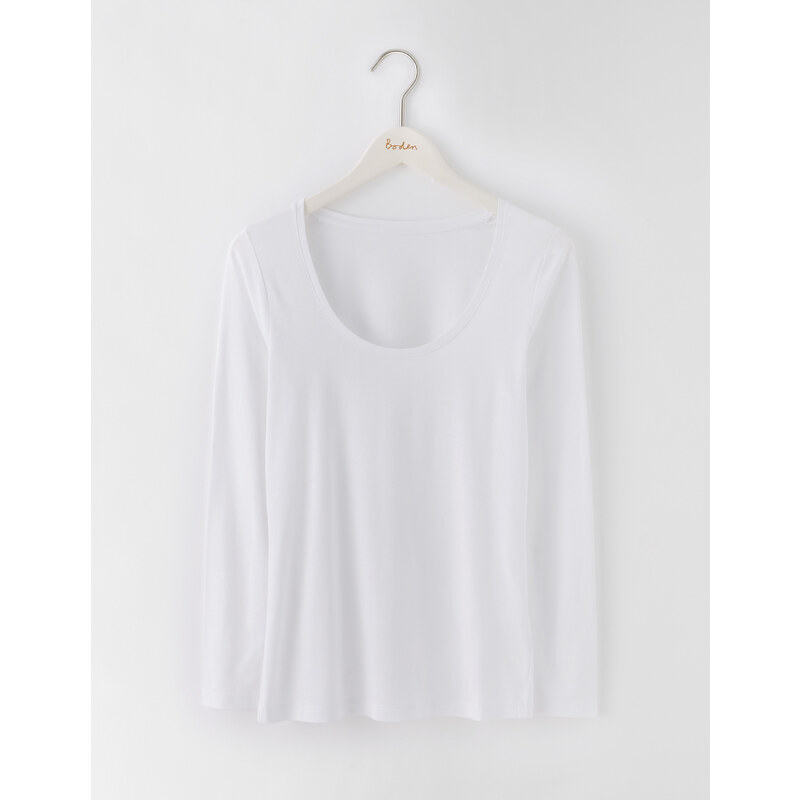Superweiches T-Shirt mit weitem Rundhalsausschnitt Weiß Damen Boden