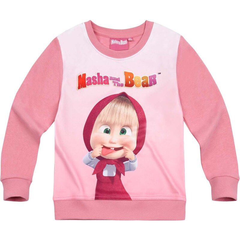 Mascha und der Bär Sweatshirt rosa in Größe 104 für Mädchen aus 100% polyester 80% Baumwolle 20% Polyester