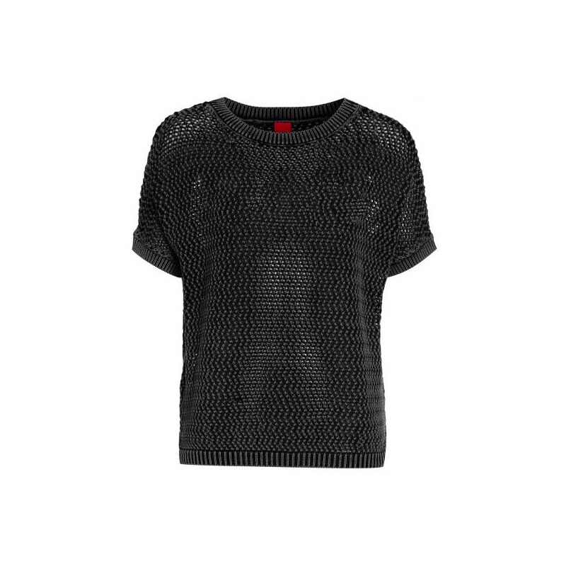 Livre Strickshirt mit Trend-Waschung, schwarz