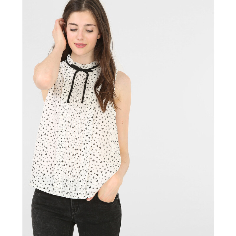 Bedruckte ärmellose Hemdbluse Altweiß, Größe 36 -Pimkie- Mode für Damen