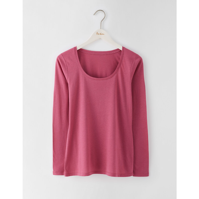Superweiches T-Shirt mit weitem Rundhalsausschnitt Pink Damen Boden