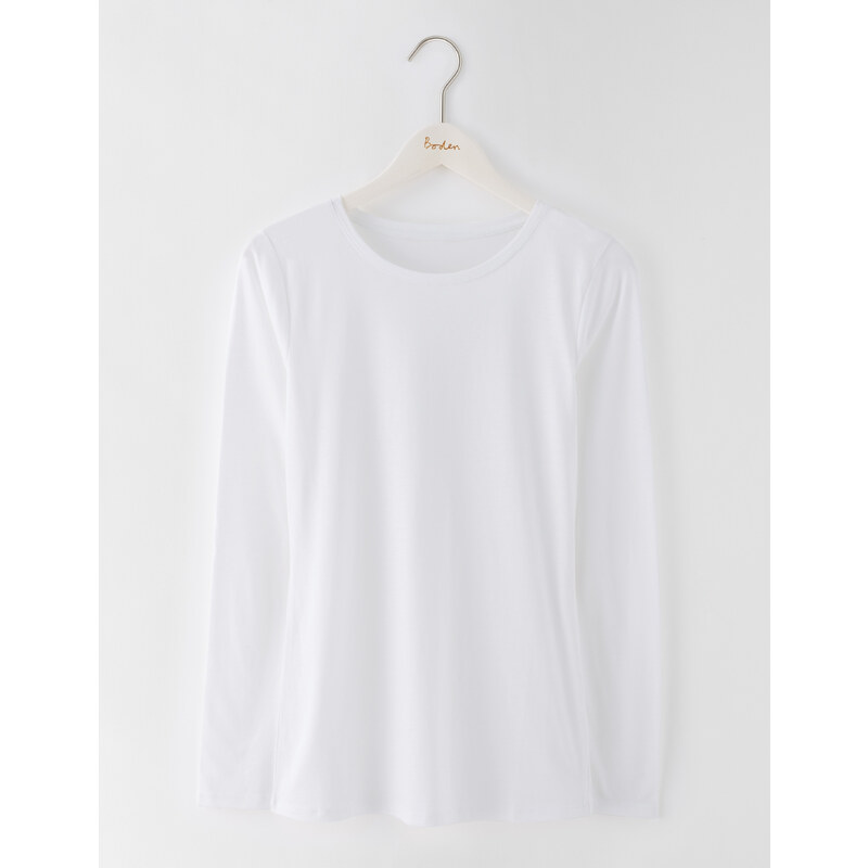 Superweiches Rundhals-T-Shirt Weiß Damen Boden