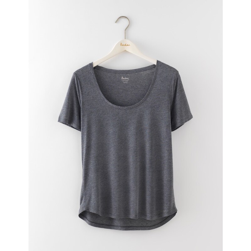 Luxuriöses T-Shirt mit Rundhalsausschnitt Grau Damen Boden