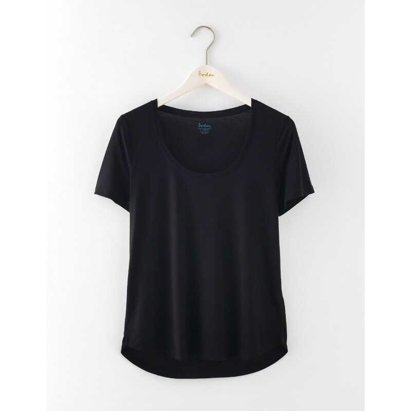 Luxuriöses T-Shirt mit Rundhalsausschnitt Schwarz Damen Boden