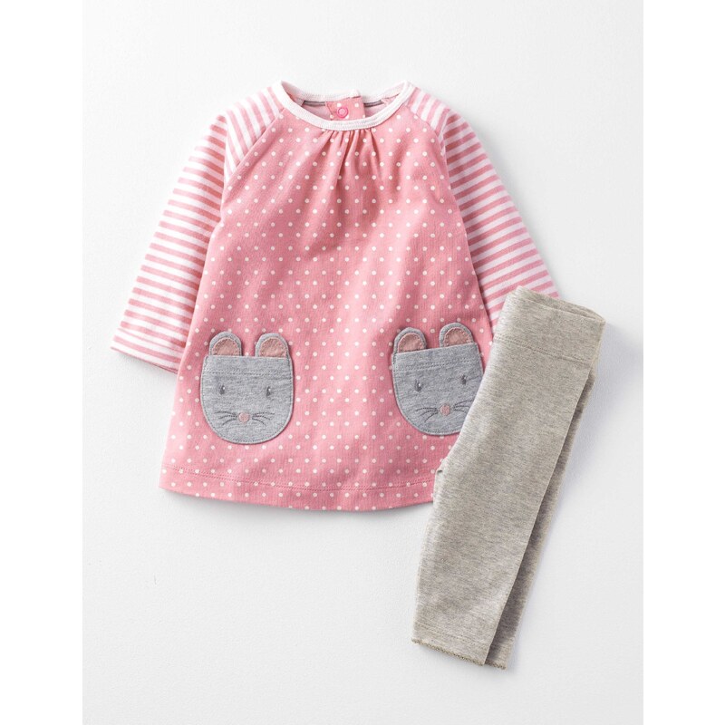 Hübsches Set aus Kleid mit Taschen und Leggings Pink Baby Boden