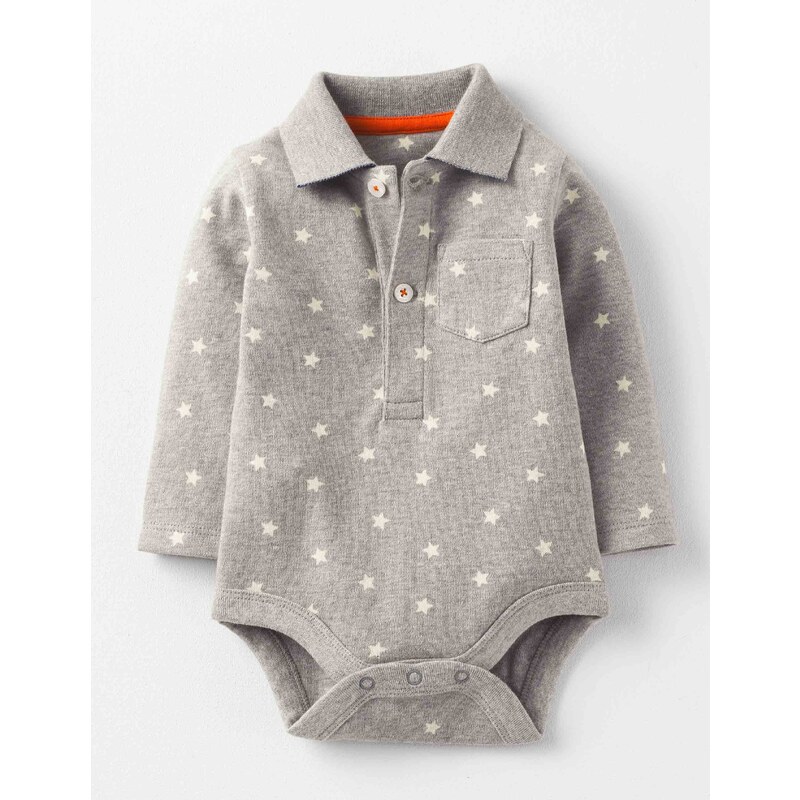 Klassischer Body im Poloshirt-Stil Grau Baby Boden