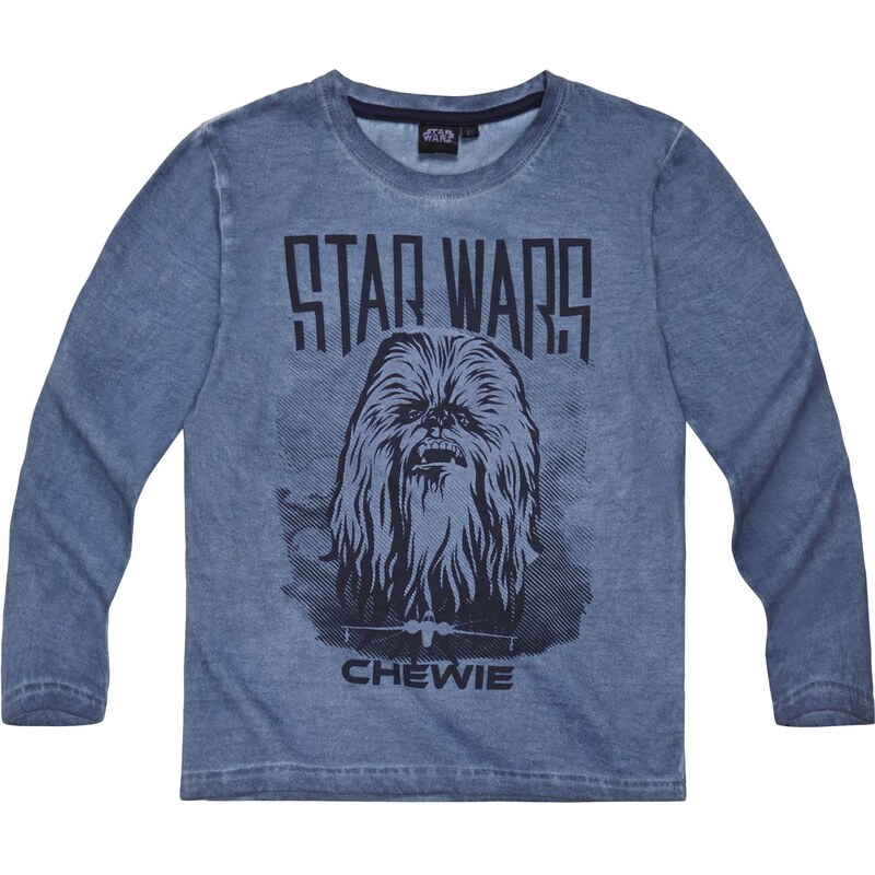 Star Wars-The Clone Wars Langarmshirt blau in Größe 116 für Jungen aus 100% Baumwolle