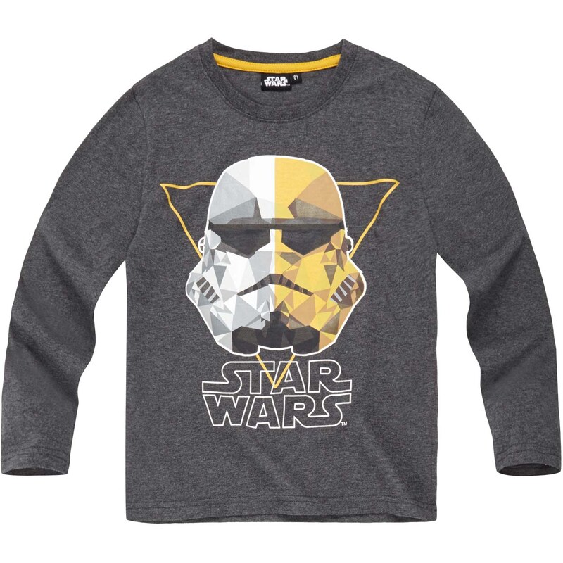 Star Wars-The Clone Wars Langarmshirt grau in Größe 116 für Jungen aus 60 % Baumwolle 40 % Polyester