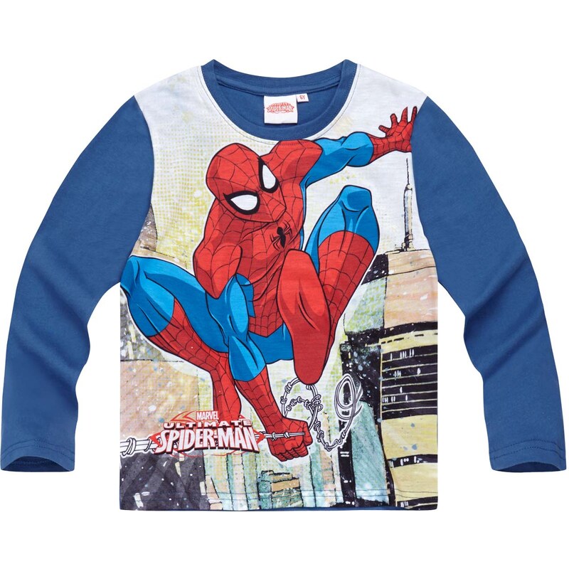 Spiderman Langarmshirt blau in Größe 104 für Jungen aus Vorderseite: 100% Polyester 100% Baumwolle