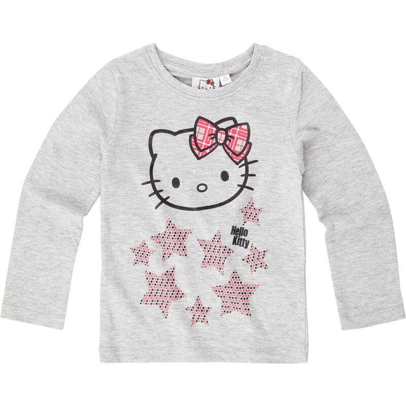 Hello Kitty Langarmshirt grau in Größe 98 für Mädchen aus 95% Baumwolle 5% Viskose