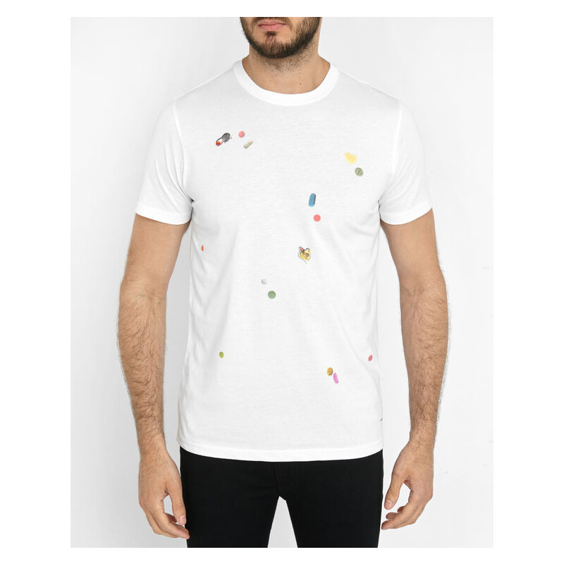 PAUL SMITH PS Weißes T-Shirt mit Pills-Print